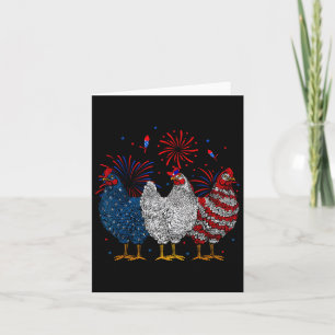 Carte Drapeau américain Patriotique Poulets Amour 4 juil