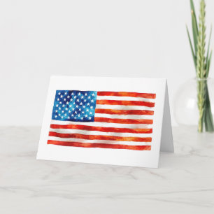 Carte Drapeau américain Peinture à l'aquarelle Artistiqu