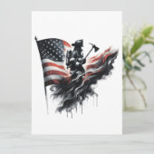 Carte Drapeau américain. Pompier (Debout devant)