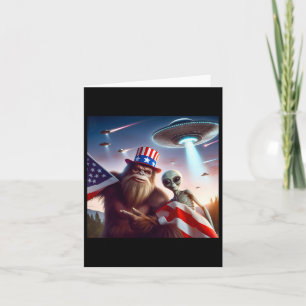 Carte Drapeau Américain Sasquatch Avec Alien Ufo Bigfoot