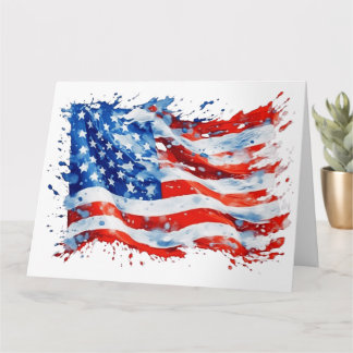 Carte Drapeau américain USA Aquarelle 4 juillet