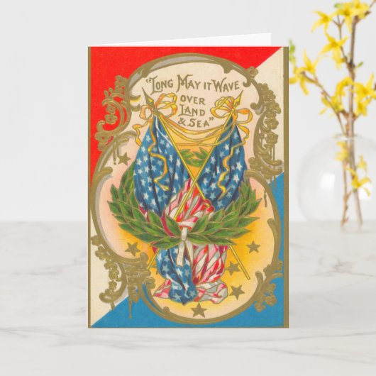 Carte Drapeau américain vintage (Fleur jaune)