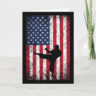 Carte Drapeau américain vintage Karate 4 juillet Marti