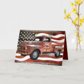 Carte Drapeau américain vintage Red Truck (Fleur jaune)