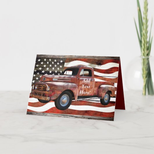 Carte Drapeau américain vintage Red Truck (Devant)