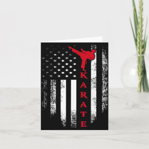 Carte Drapeau américain vintage USA rouge blanc karaté