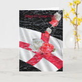 Carte Drapeau anglais et roses du jour de St George (Fleur jaune)