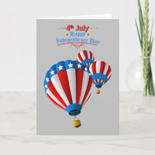 Carte Drapeau Animé américain 4 juillet Hot Air Ballon