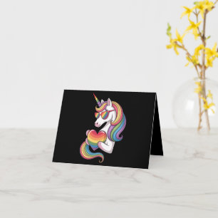 Carte Drapeau arc-en-ciel de la Licorne Fière LGBT 