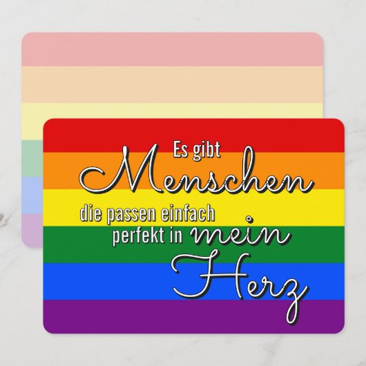 CARTE DRAPEAU ARC-EN-CIEL - RAYURES - LGBTQA+ (Devant / Derrière)