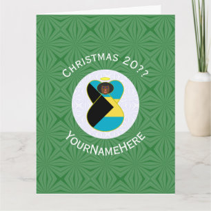 Carte Drapeau bahaméen Noir Ange Noël Personnalisé