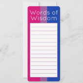 Carte Drapeau bisexuel moderne mignon Signet LGBT (Dos)