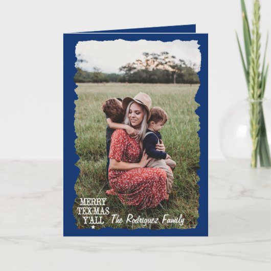 Carte Drapeau bleu Merry Tex-Mas Y'all Photo (Devant)
