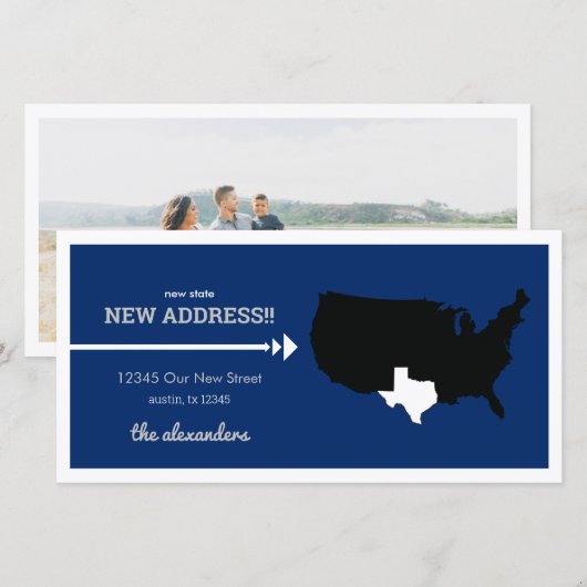 Carte Drapeau Bleu Nouvel Etat, Nouvelle Adresse ! Texas (Devant / Derrière)