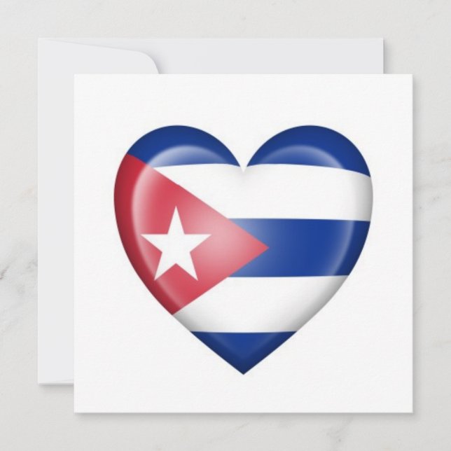 Carte Drapeau cardiaque cubain sur blanc (Devant)