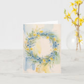 Carte Drapeau Chic Ukraine Inspiré Wreath Aquarelle (Fleur jaune)