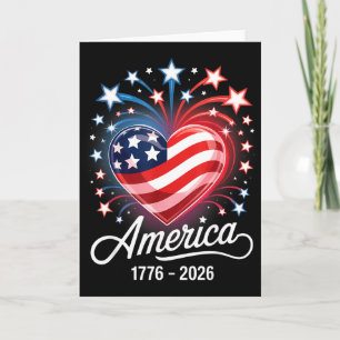 Carte Drapeau Cœur 1776 2026 4 juillet 250e anniversaire