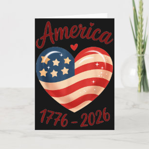 Carte Drapeau Cœur 1776 2026 4 juillet 250e anniversaire