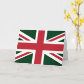 Carte Drapeau cool vert foncé rouge Union Jack britanniq (Fleur jaune)