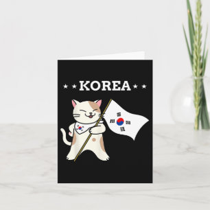 Carte Drapeau Coréen Et Chat Corée Du Sud