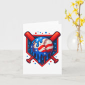 Carte Drapeau de base-ball Crème de glace 4 juillet Drap (Fleur jaune)