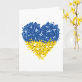 Carte Drapeau de coeur Ukraine, Drapeau de coeur ukraini (Fleur jaune)