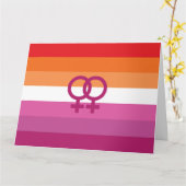 Carte Drapeau de fierté lesbienne WLW (Fleur jaune)