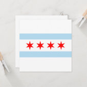 Carte Drapeau de la ville de Chicago (Illinois) (Devant/Arrière en situation)