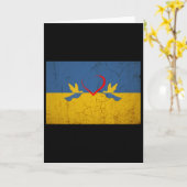 Carte Drapeau de l'Ukraine avec cœur (Fleur jaune)