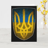 Carte Drapeau de l'Ukraine et trident ukrainien (Fleur jaune)
