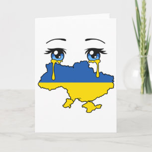 Carte Drapeau de l'Ukraine pleurant des larmes pour l'Uk