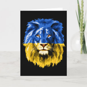Carte Drapeau de l'Ukraine Visage de lion ukrainien Nati