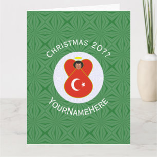 Carte Drapeau de Noël ange turc personnalisé