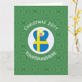 Carte Drapeau de Noël de l'ange suédois personnalisé (Fleur jaune)