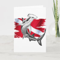Drapeau de piqué avec le requin-plongeur de