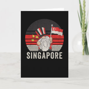 Carte Drapeau de Singapour - Gnome drôle - Vintage