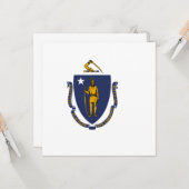 Carte Drapeau d'État du Massachusetts (Devant/Arrière en situation)