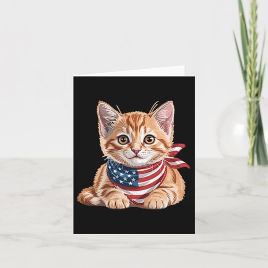 Carte Drapeau d'été de chat mignon États-Unis Jour du so (Devant)