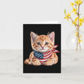 Carte Drapeau d'été de chat mignon États-Unis Jour du so (Fleur jaune)
