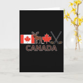 Carte Drapeau du Canada Feuille d'érable canadienne Cerf (Fleur jaune)