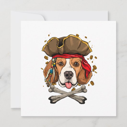Carte Drapeau du Jolly roger de pirate de chien beagle (Devant)
