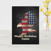 Carte Drapeau et aigle à tête blanche Anniversaire avec  (Fleur jaune)