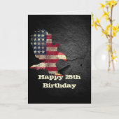 Carte Drapeau et aigle à tête blanche pour 25e anniversa (Fleur jaune)