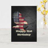 Carte Drapeau et aigle à tête blanche pour 61e anniversa (Fleur jaune)