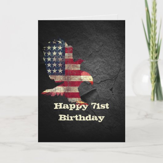 Carte Drapeau et aigle à tête blanche pour 71e anniversa (Devant)