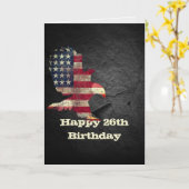 Carte Drapeau et aigle américain pour 26e anniversaire (Fleur jaune)