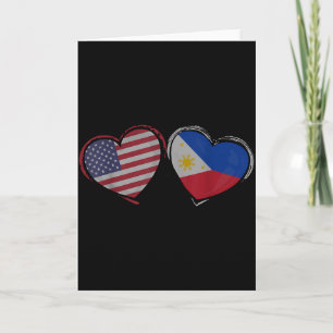 Carte Drapeau États-Unis Philippines Cœur Saint-Valentin