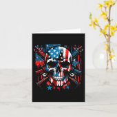 Carte Drapeau Halloween Patriotique Squelette Américain  (Fleur jaune)