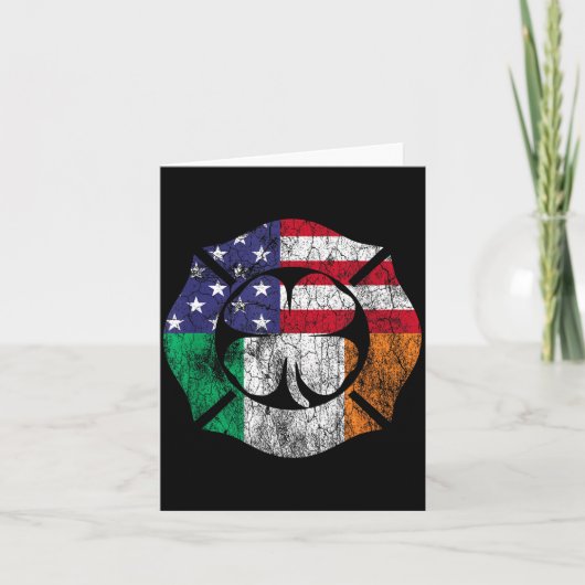 Carte Drapeau irlandais de la Saint-Patrick pompier Trèf (Devant)