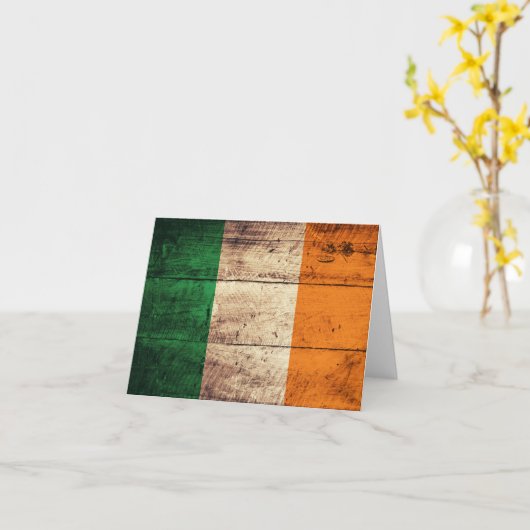 Carte Drapeau Irlande en bois (Fleur jaune)